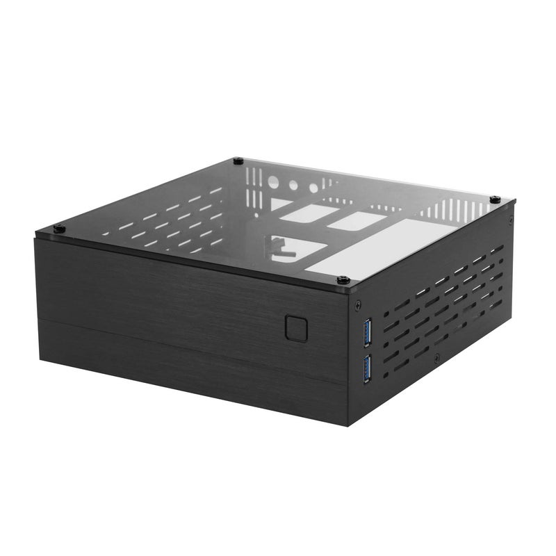 Goodisory A01 Aluminum Mini-ITX HTPC Desktop Computer Chassis (Black Tempered Glass) - Image 1